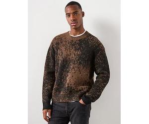 AllSaints All Saints Storm Long Sleeve Crew Neck Knitted Jumper, Brown, Size M, Men Brown