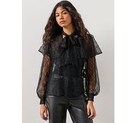 AllSaints Athena Lace Shirt, Black, Size 12, Women Black
