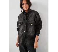 AllSaints Bryn Denim Shirt, Black, Size L, Women Black