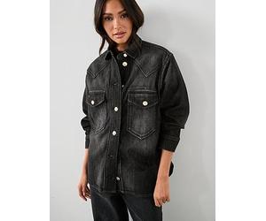 AllSaints Bryn Denim Shirt, Black, Size S, Women Black