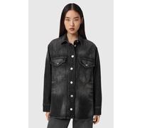 AllSaints Bryn Denim Shirt Washed Black size L | Button-Down Shirts Outlet | Women | Blue