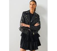 AllSaints Dalby Biker, Black, Size 12, Women Black