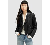 Allsaints Womens Black Dalby Stud-embellished Leather Biker Jacket 8