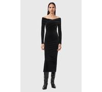 AllSaints Delta Velvet Dress Black size 8 | Midi Dresses Outlet | Women | Black 8