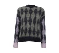 AllSaints Diamond Crew Neck Black/sage/pink size XS | Knitted Sweaters Outlet | Women | Black XS
