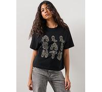 AllSaints Ella Lisa Tee, Black, Size L, Women Black