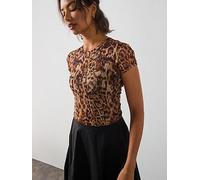 AllSaints Ellie Mesh T-Shirt, Brown, Size 14, Women Brown