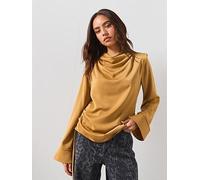 AllSaints Leslie Cowl Neck Relaxed Top, Brown, Size 10, Women Brown