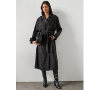 AllSaints Linnie Lightweight Trench Coat, Black, Size S, Women Black