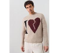 AllSaints Lover Crew Neck Knitted Jumper, Light Brown, Size S, Men Light Brown