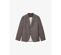 Allsaints Mens Allsaints Clover Check Regular-Fit Stretch Wool-Blend Blazer Feather Taupe 42