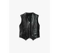 Allsaints Mens Allsaints Davies Zip-Up Leather Waistcoat Black M