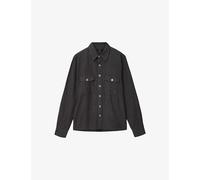 Allsaints Mens Allsaints Haiku Patch-Pocket Long-Sleeve Cotton Shirt Charcoal Marl 2XL