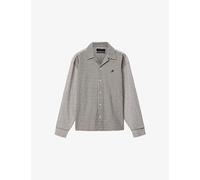 Allsaints Mens Allsaints Kage Logo-Embroidered Long-Sleeve Cotton Shirt Oat White L