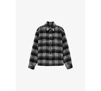 Allsaints Mens Allsaints Kory Checked Patch-Pocket Wool-Blend Shirt Black/Charcoal S