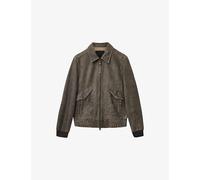 Allsaints Mens Allsaints Marland Two-Tone Leather Aviator Jacket Black Beige L
