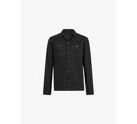 Allsaints Mens Allsaints Spotter Patch-Pocket Slim-Fit Cotton Overshirt Black 2XL