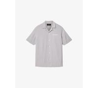 Allsaints Mens Allsaints Underground Logo-Print Relaxed-Fit Woven Shirt Clouded Grey S
