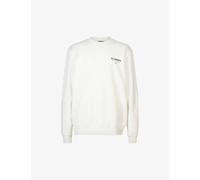 Allsaints Mens Ashen White Underground Logo-print Organic-cotton Jumper Xxl