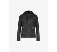 Allsaints Mens Black Harwood Leather and Jersey Jacket Xl