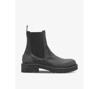 Allsaints Mens Black Matrix Logo-embossed Leather Chelsea Boots Eur 41 / 7 Uk Men