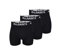 AllSaints Men's Boxer Briefs with Contour Pouch, Organic Stretch Cotton with Logo, Men's Underwear, Black, Pack of 3, Large