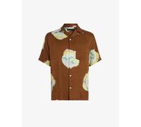 Allsaints Mens Brown Toulon Floral-print Woven Shirt Xs