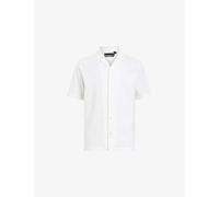 Allsaints Mens Cliff White Hudson Logo-embroidered Relaxed-fit Organic-cotton Shirt Xxl