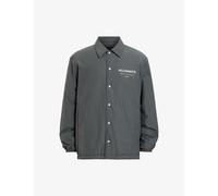 Allsaints Mens Jackson Blue Underground Brand-print Organic Cotton-blend Coach Jacket S
