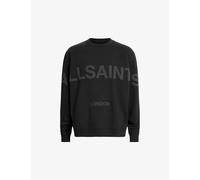 Allsaints Mens Jet Black Biggy Logo-print Oversized Organic Cotton-jersey Sweatshirt Xl