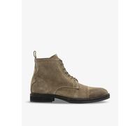 Allsaints Mens Khaki Green Drago Logo-embossed Lace-up Suede Boots Eur 45 / 11 Uk Men