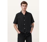 AllSaints Mens Relaxed Fit Button Through Short Sleeve Shirt, Black, Size 2Xl, Men Black