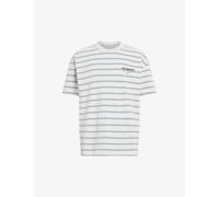Allsaints Mens Speckle Gry/gr Underground Striped Over-sized Organic-cotton T-shirt Xl