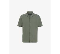 Allsaints Mens Valley Green Hudson Logo-embroidered Relaxed-fit Organic-cotton Shirt S