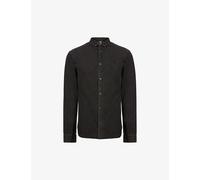 Allsaints Mens Washed Black Gleason Logo-embroidered Denim Shirt M