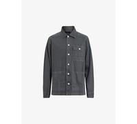 Allsaints Mens Washed Black Nevis Chore Regular-fit Organic-cotton Jacket Xl