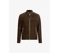 Allsaints Mens Woodland Brown Cora Round-neck Regular-fit Suede Jacket L