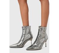 AllSaints Natasha Metallic Leather Boot, Silver, Size 4, Women Ilver