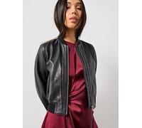 Allsaints Womens Black Orten Leather Bomber Jacket 14
