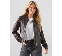 AllSaints Orten Leather Bomber Jacket, Ox Blood Red, Size 16, Women Ox Blood Red