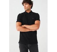 AllSaints Reform Short Sleeve Pique Polo Shirt, Black, Size S, Men Black