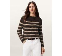 AllSaints Riga Long Sleeve Striped Jumper, Brown, Size M, Women Brown