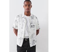 AllSaints Terra Print Short Sleeve Casual Shirt, Off White, Size S, Men Off White