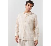 AllSaints Toya Long Sleeve Checked Shirt, Light Beige, Size M, Men Light Beige