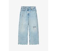 Allsaints Womens Allsaints Aki Cross-Over Wide-Leg Jeans Destroy Light 27