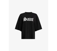 Allsaints Womens Allsaints Amelie Branded-Print Cotton-Jersey T-Shirt Black XS