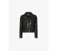 Allsaints Womens Allsaints Balfern Buckle-Embellished Cropped Leather Jacket Black 14