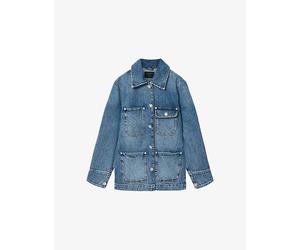 Allsaints Womens Allsaints Bex Crystal-Stud Relaxed-Fit Denim Jacket Mid Indigo M