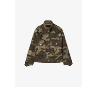 Allsaints Womens Allsaints Clay Camouflage Cotton Jacket Camo Green L