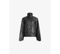 Allsaints Womens Allsaints Clay Funnel-Neck Cropped Leather Jacket Black XS